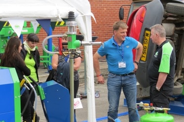 With an internal and external exhibition areas plus working demonstrations, the event proved very popular: pictures is Geoff Bridges with colelagues at the Green Car Depollution stand at cars